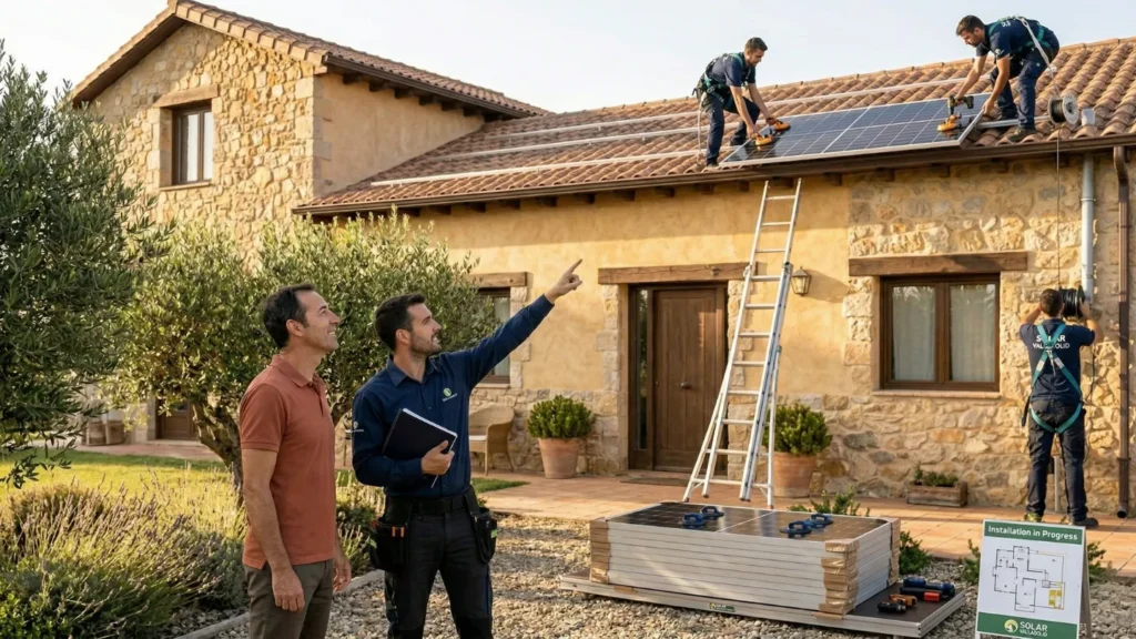 tecnicos instalando paneles solares en valladolid